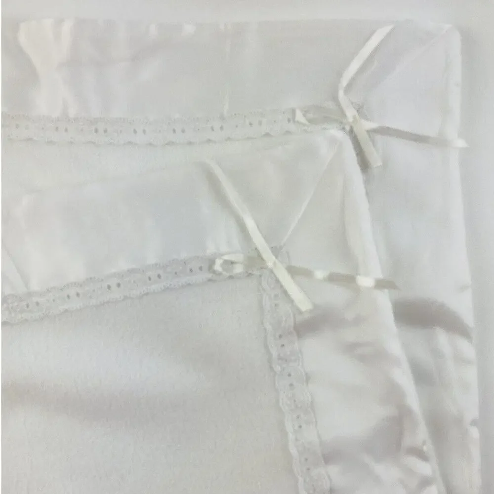 BABY Division Carters White Eyelet Lace Blanket Satin Trim Baptism Christening